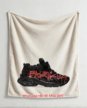 Balenciaga Red Graffiti Sneaker Print Flannel Throw Blanket BA333